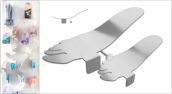 lasergeschnittende Fuß-Kontur und Warenträger, beides magnetisch  / laser cut foot contour and pin, both items are magnetic